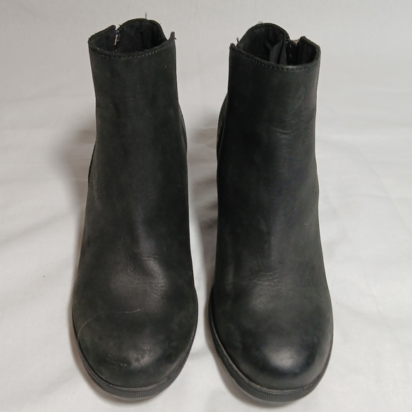 Sorel Joan of Arctic Chelsea Zipper Ankle Wedge Boot Black Leather Size 6.5 - Picture 5 of 6